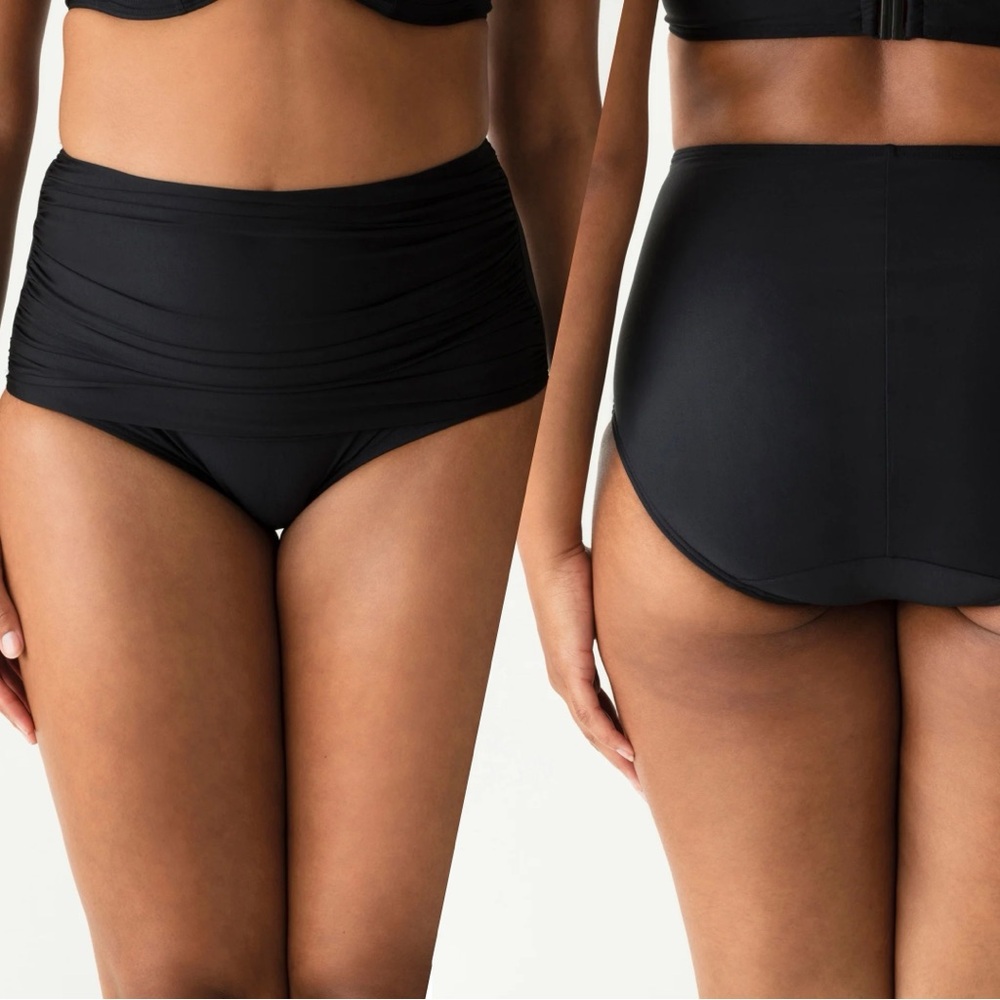 Prima Donna Black Cocktail Full Gathered Brief Bikini Bottom Size Small